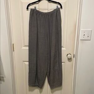 Grey heavy linen pants.